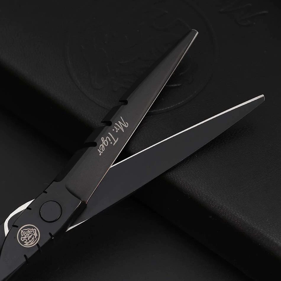Bisa COD Set Gunting Rambut Professional Barber Hairdressing Scissors 6 Inch 2 PCS with Razor Comb + Hair Knife - MrTiger 440C