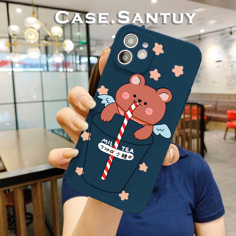 Case Casing Xiaomi Redmi  Note 5 5Pro 5A 6 6Pro 7 8 8Pro 9 9Pro 10 10s 10 5G 11 12 4G 5G PRO POCO F3 M3 X3 NFC PRO GT 5G Bear Bunny Silicone Case  Square Edge