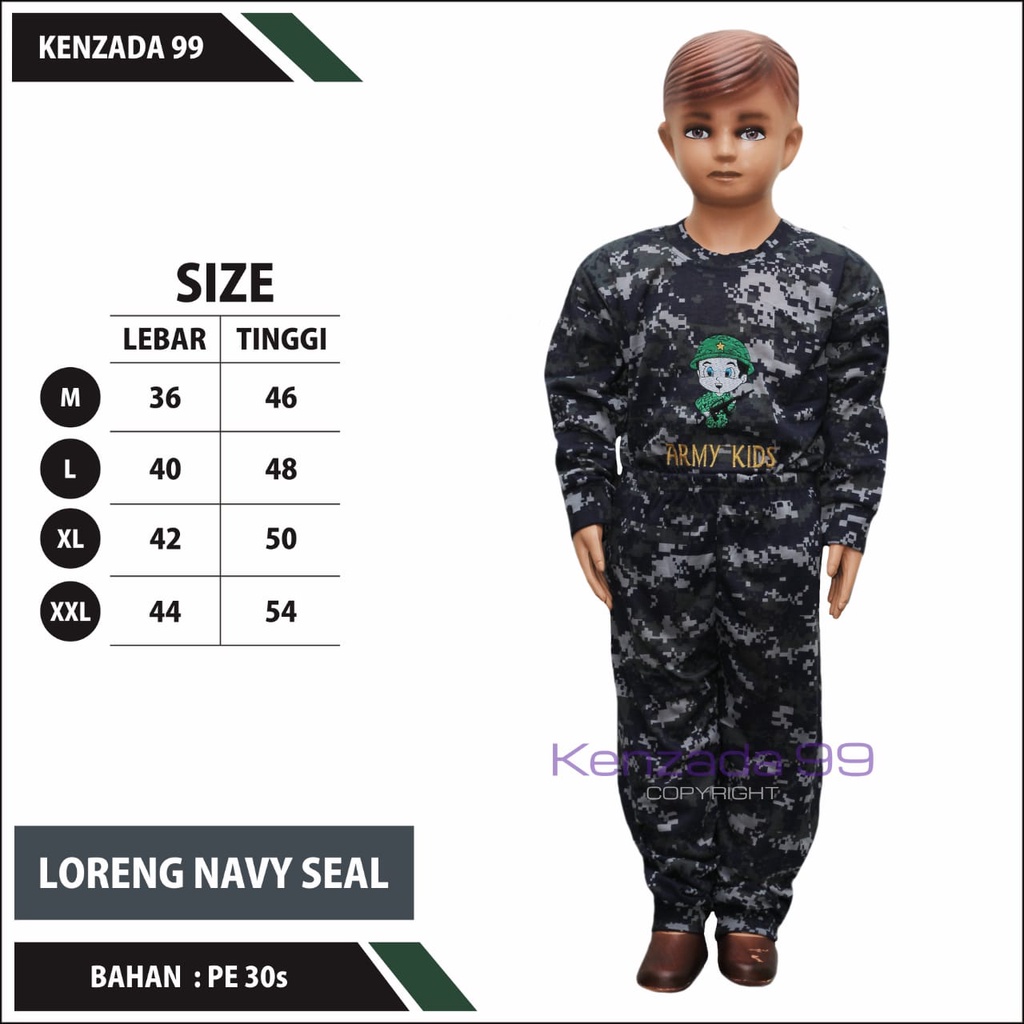 [COD]SETELAN ANAK BAJU LORENG BRIMOM LINUD NKRI MALVINAS NAVY SEAL MARVAT GURUN ACCUPAT