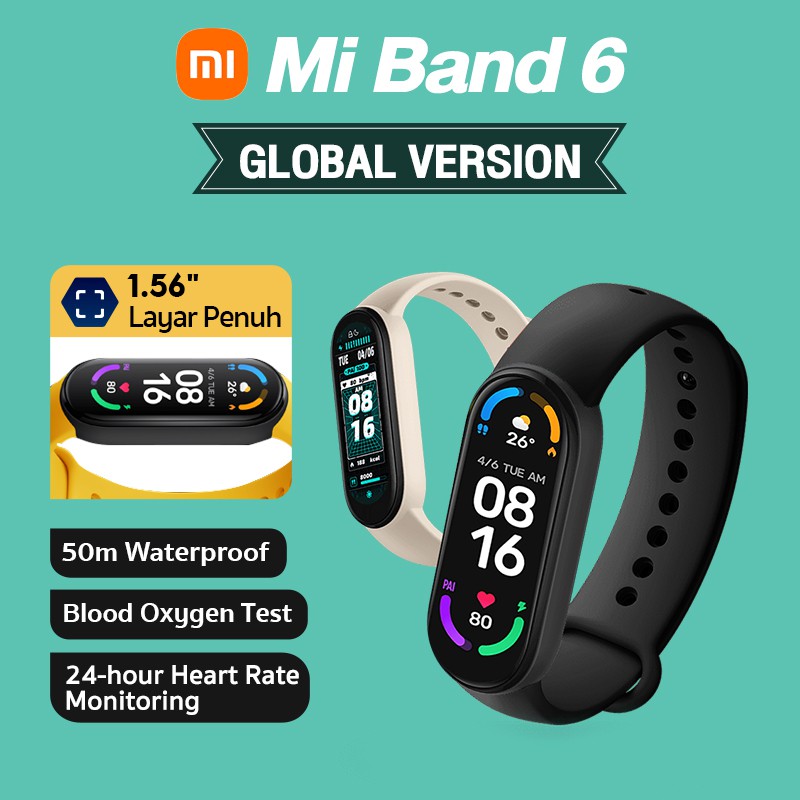 Xiaomi Mi Band 6 Blood Oxygen Monitor Original Smartwatch Miband6 Global Version Smartband MiBand5 Garansi Resmi-Miband6