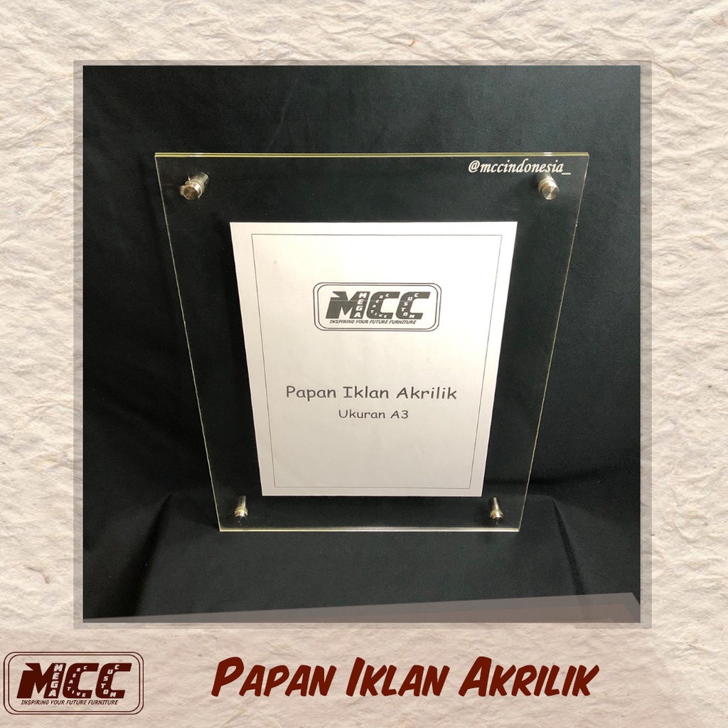 Papan Iklan Akrilik A3 | Display Acrylic Frame | Papan Iklan Custom