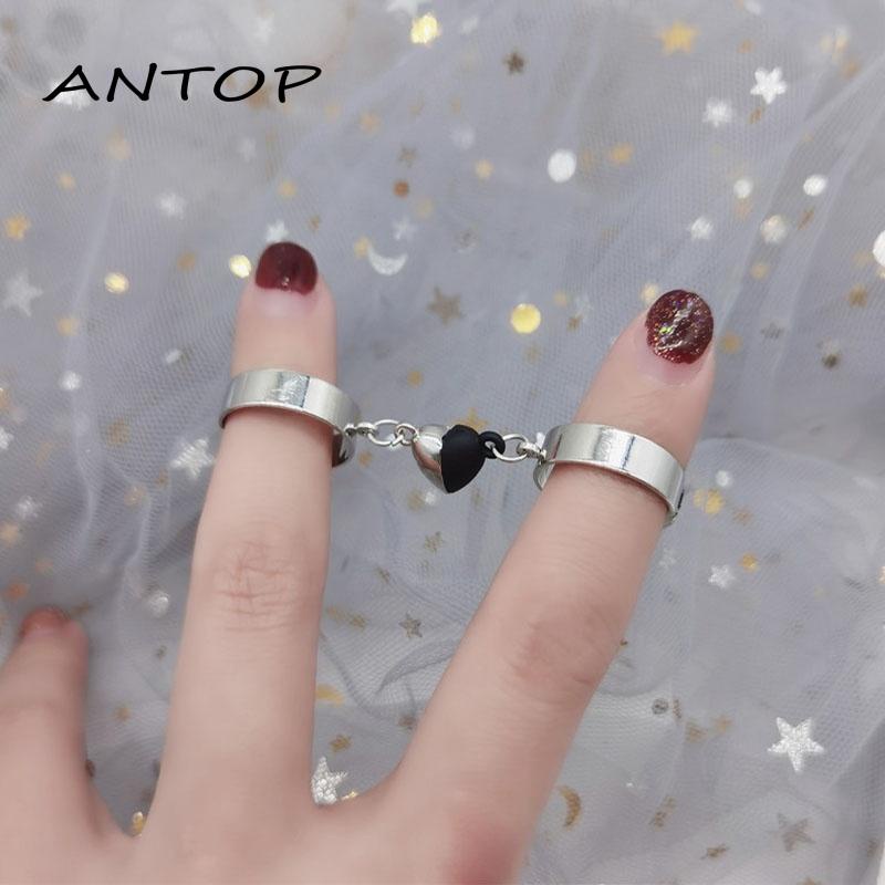 Cincin Rantai Magnetik Model Terbuka Gaya Hip Hop Punk Untuk Pasangan