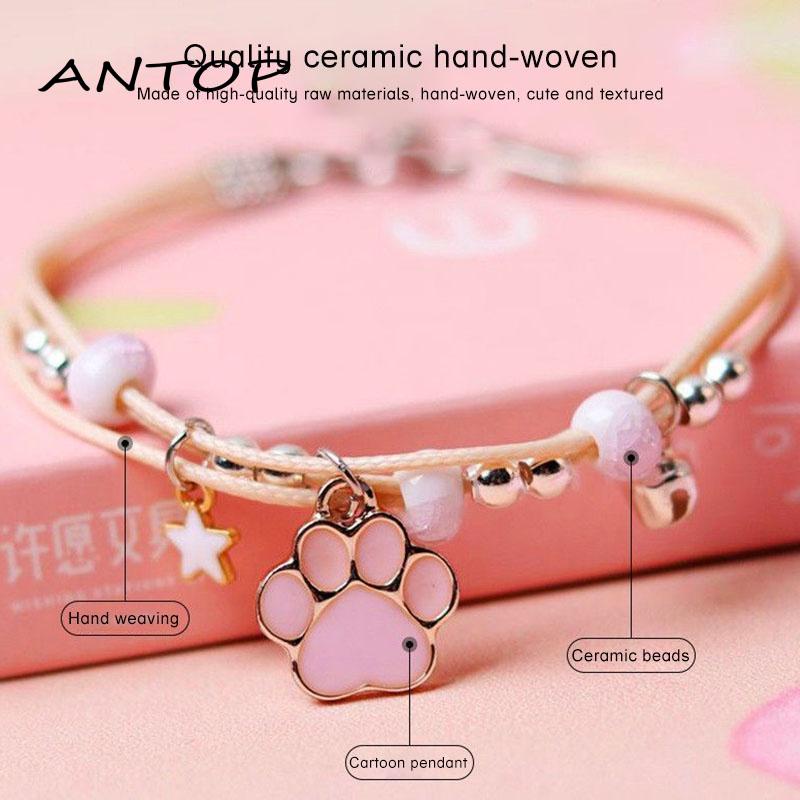 Gelang Wantia Korea Cakar Kucing Bahan Keramik Kartun Beruang Cakar Untuk Wanita Bracelet ANTOP