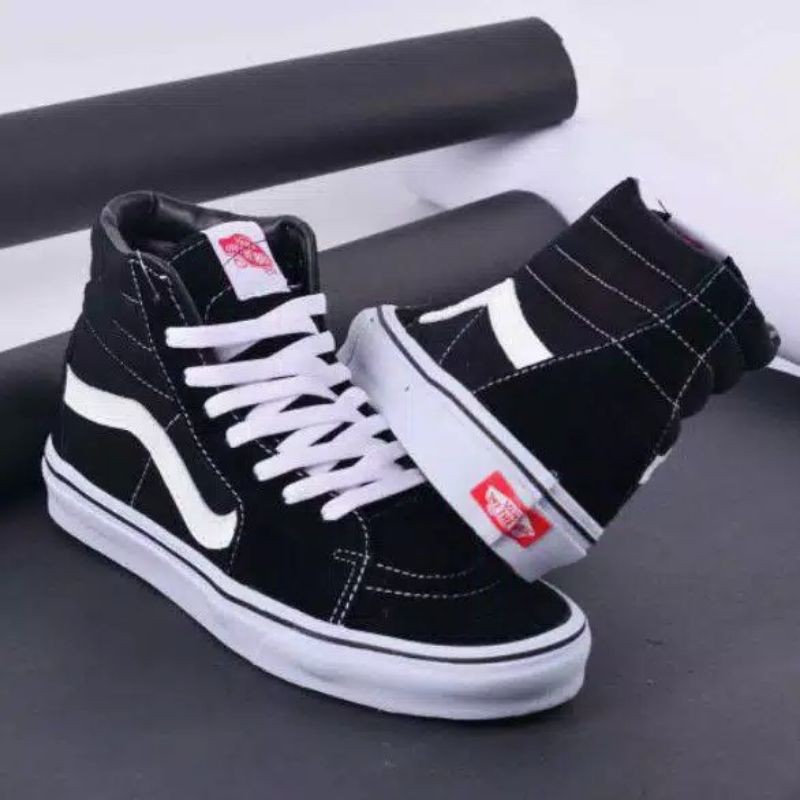 VANS SK8 HI BLACK WHITE SUPER PREMIUM BNIB MADE IN CHINA IMPORT GRADE ORIGINAL TERLARIS (BISA COD)