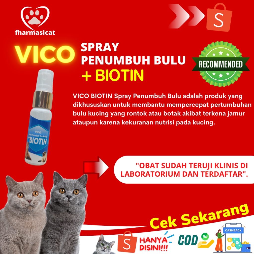 Obat penumbuh bulu kucing & Mengatasi Kerontokan Paling  Ampuh Vico Biotin Spray