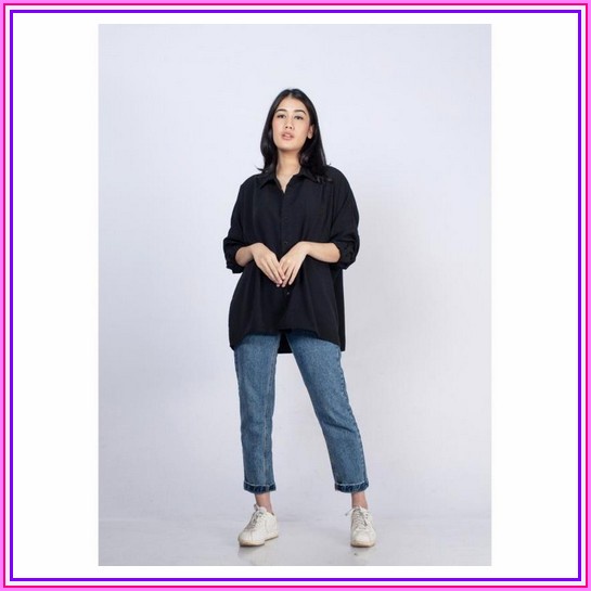 Murah Kemeja Putih Polos Wanita.Kemeja Polos Wanita.Hem Polos Wanita Ixora Wren Oversized Shirt - Ke
