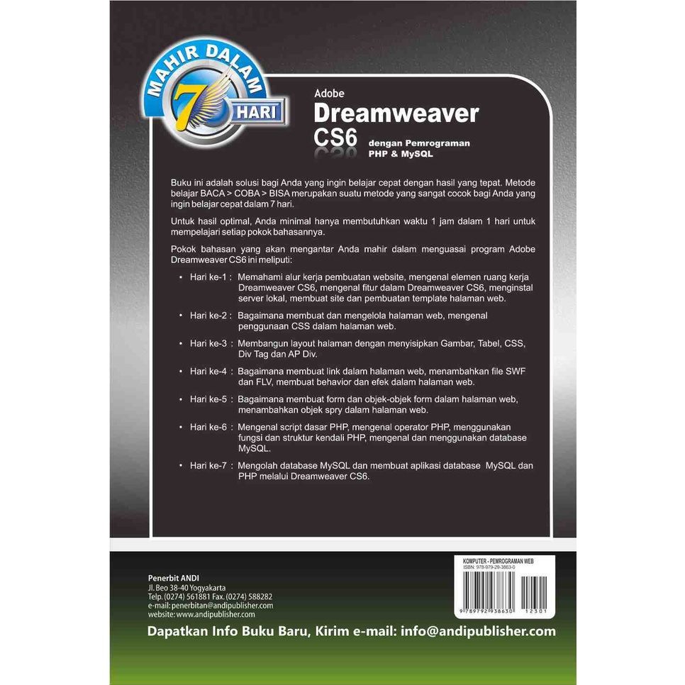 Jual Original Mahir Dalam 7 Hari Adobe Dreamweaver Cs6 Dengan Menggunakan Shopee Indonesia 8311