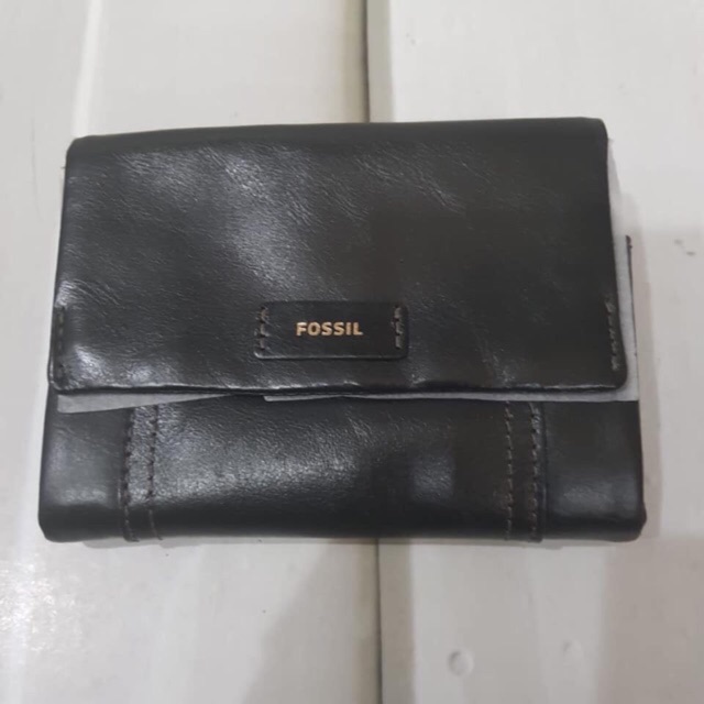 FOSSIL Ellis mf short black wallet original authentic dompet wanita genuine leather kulit asli