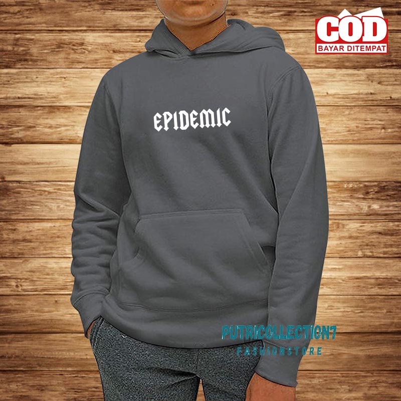 PUTRICOLLECTION - SWEATER DISTRO HOODIE JUMPER COTTON FLEECE PRINTED PRIA DAN WANITA/EPIDEMIC WHITE