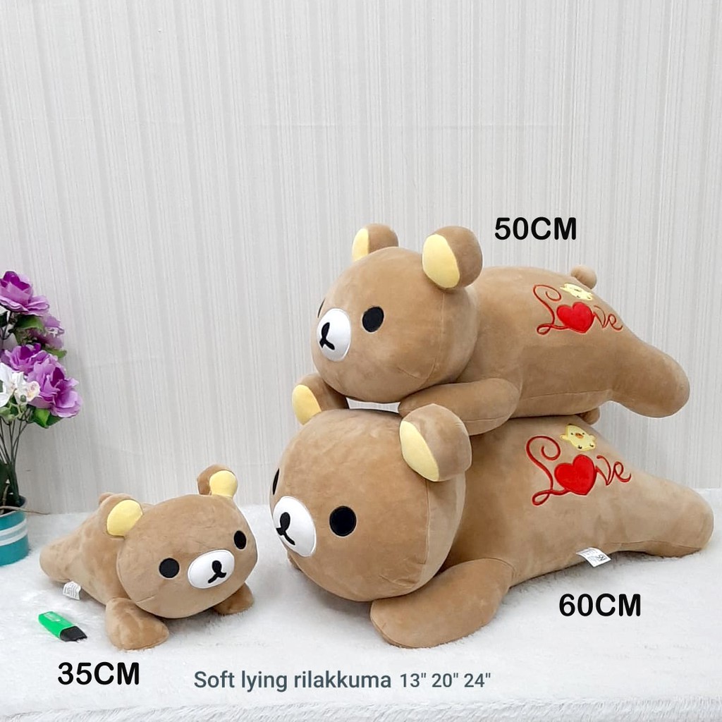 Boneka Beruang Soft Lying Rilakkuma Brown Impor Hadiah Kado Ultah Anak