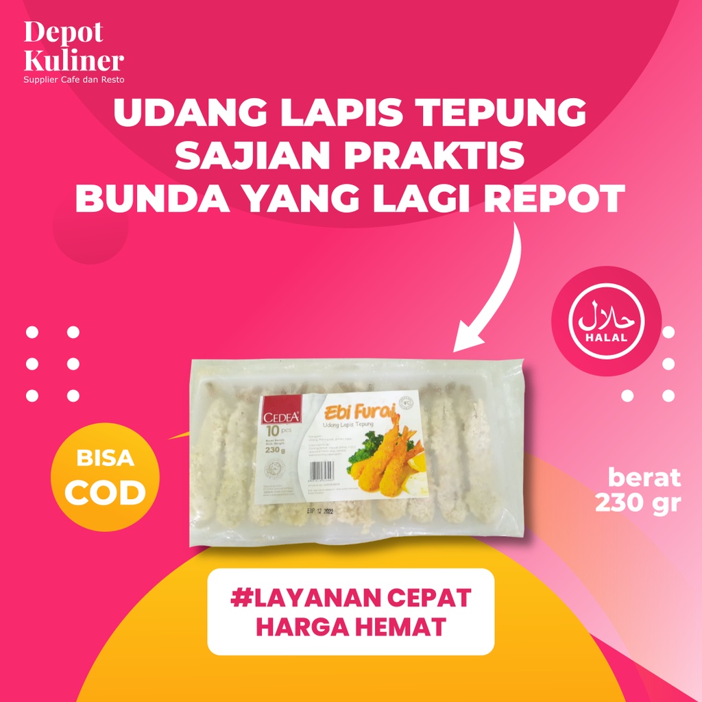 Depot Kuliner Cedea Ebi Furai 230G / Udang Lapis Tepung / 10Pcs