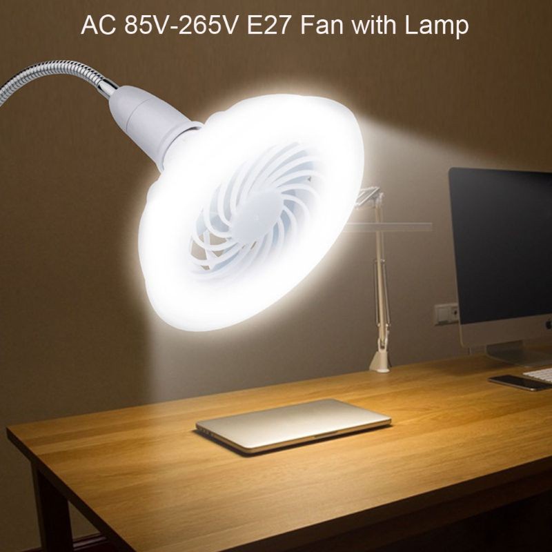 Cre Lampu Bohlam Led E27 12w Ac 85v-265v 2in1 Dengan Kipas Angin Plafon Untuk Rumah / Kantor