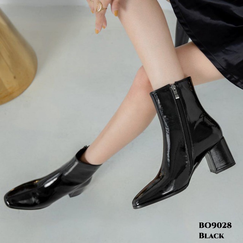 ✅PINKEY P042 SEPATU GLOSSY HEELS BOOTS WANITA KOREA