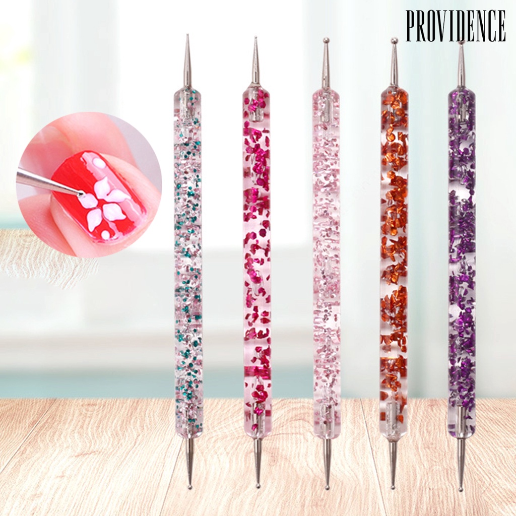 Providence 5pcs / Set Dotting Pen Nail Art Uv Gel Akrilik Kepala Ganda Untuk Manicure