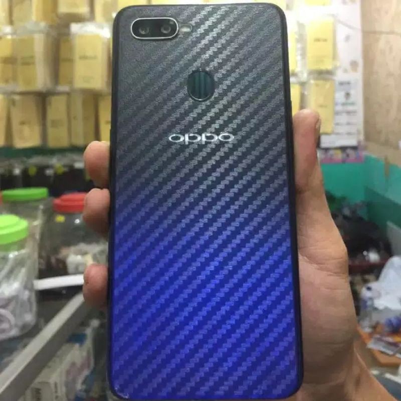 Skin Carbon Oppo A5s / A3s Garskin Sticker Karbon Fiber Anti Gores Belakang Premium