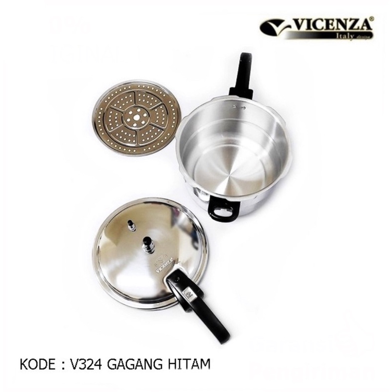 [ Vicenza ] Presto VICENZA 12 Liter / Presto Vicenza V-328 Pelunak Makanan 12 Liter (28cm) Gagang Hitam!