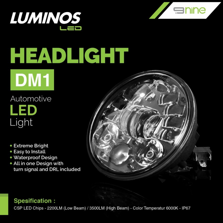 HEADLAMP DAYMAKER BULAT 6 INCH LUMINOS LAMPU LED MOBIL MOTOR