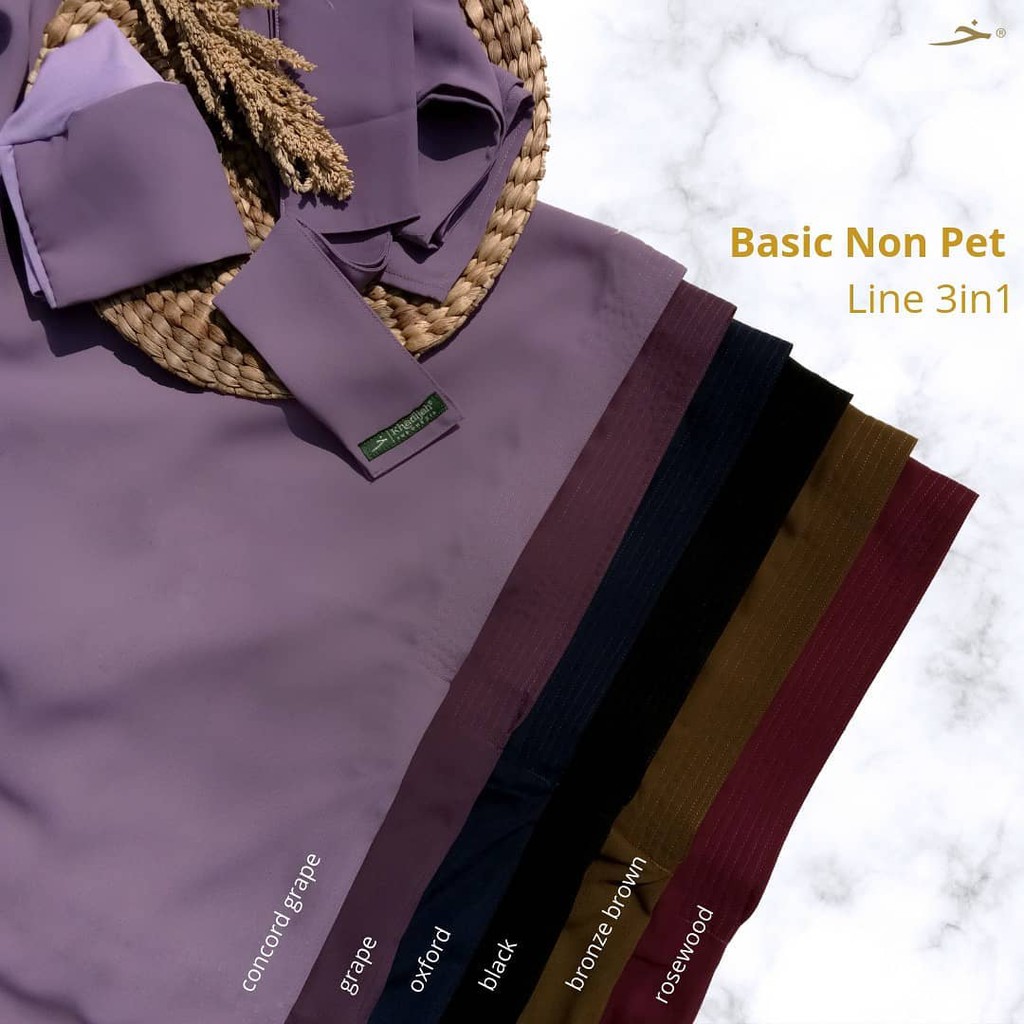 Khadijah Indonesia - Khimar Basic | Non Pet Line | 3in1 | Free Cadar Bandana | Size XL