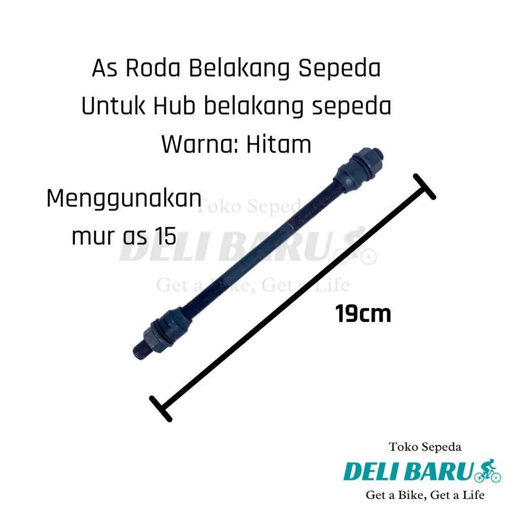 As roda belakang sepeda mur 15 hitam