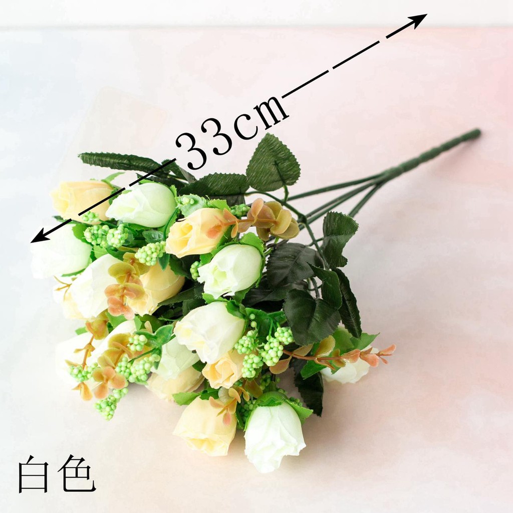 COD BUNGA MAWAR BUNGA TANGKAI PLASTIK BUNGA ARTIFISIAL BUNGA PAJANGAN IMITASI BUNGA HIASAN BT9013-PUTIH