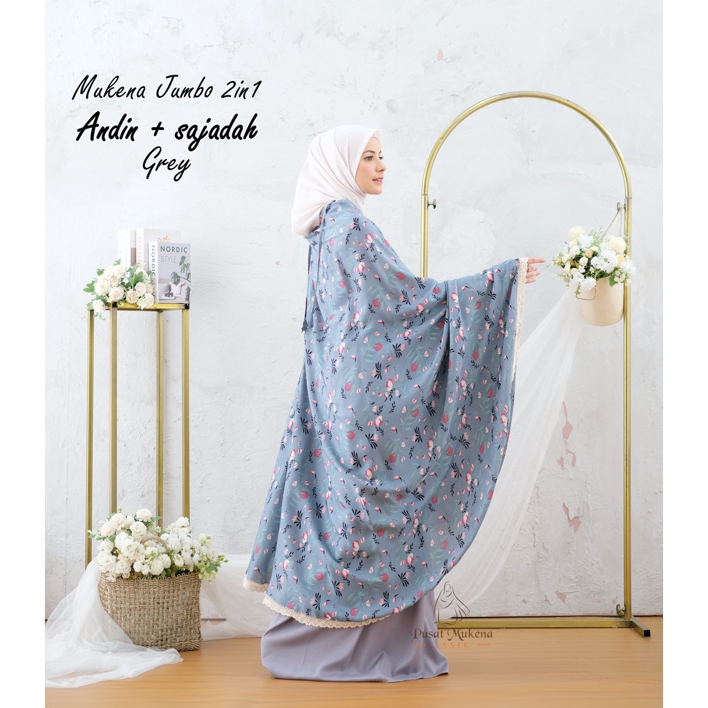 PUSAT GROSIR BELI COD MUKENA + SAJADAH DEWASA JUMBO KATUN RAYON ANDIN | MUKENA BALI ARUNA EXTRA LARGE