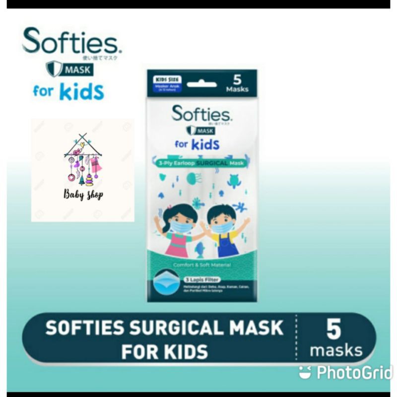 masker softies 3ply kids sugrical 5s