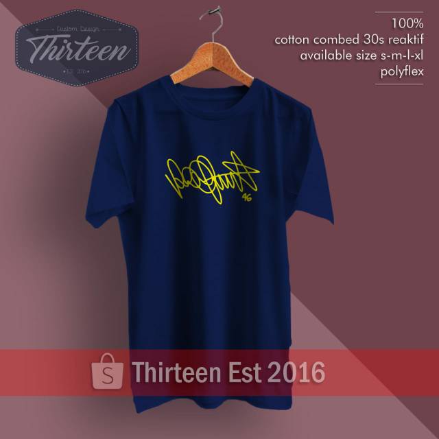 Kaos Moto GP Tanda Tangan Valentino Rossi Kualitas Distro