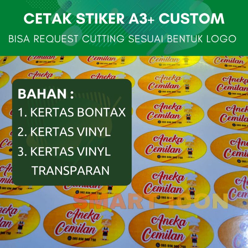 

Cetak Stiker A3 Custom Logo Label Murah + Sticker Cutting Cepat