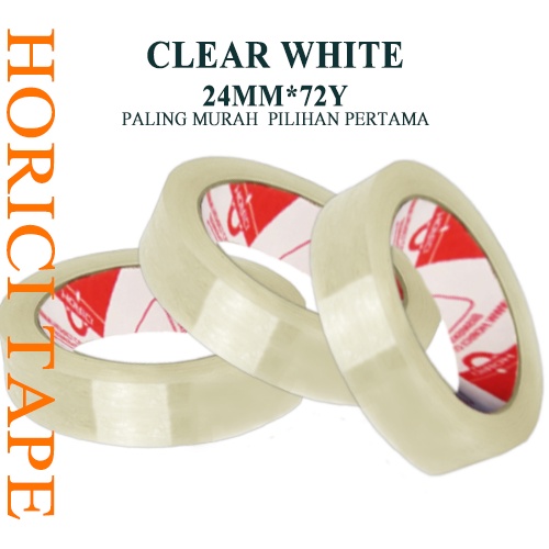 HORICI TAPE 12mm*72yard dan 24mm*72yard Lakban / Solatip super clear Isolasi atk super clear transparan