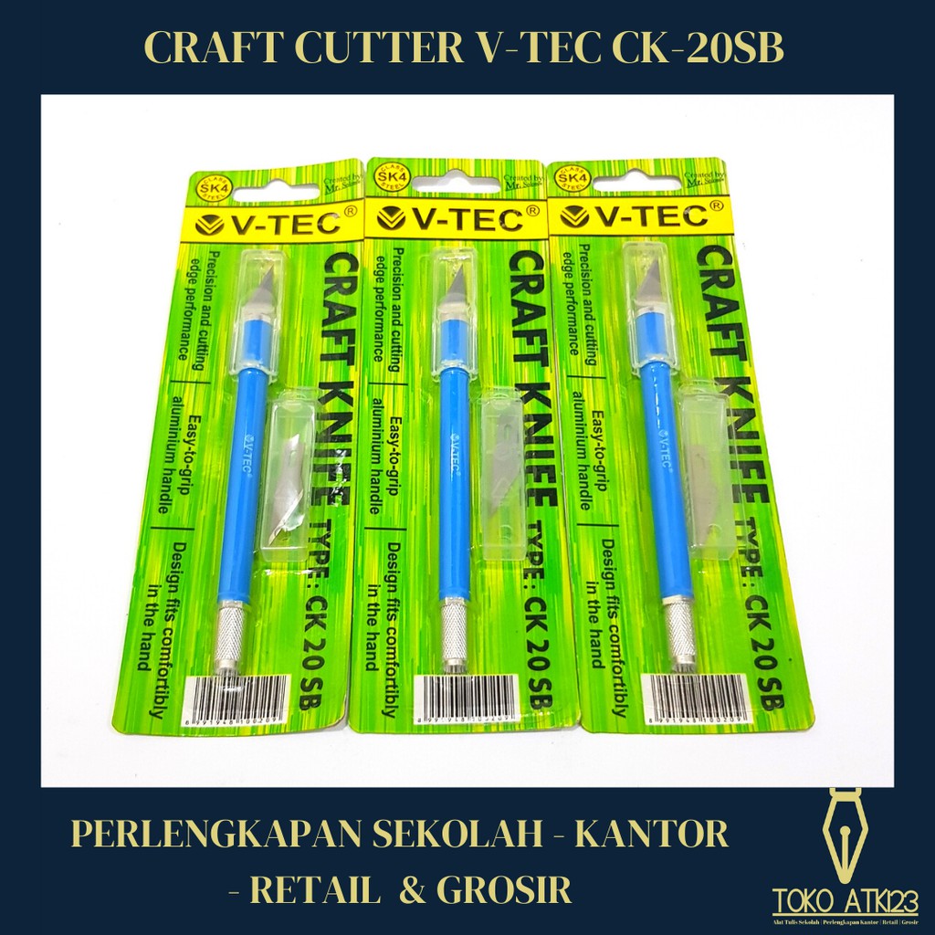 

Cutter Pen / Craft Knife / Pisau untuk Ukir Merk V-Tec CK 20 SB