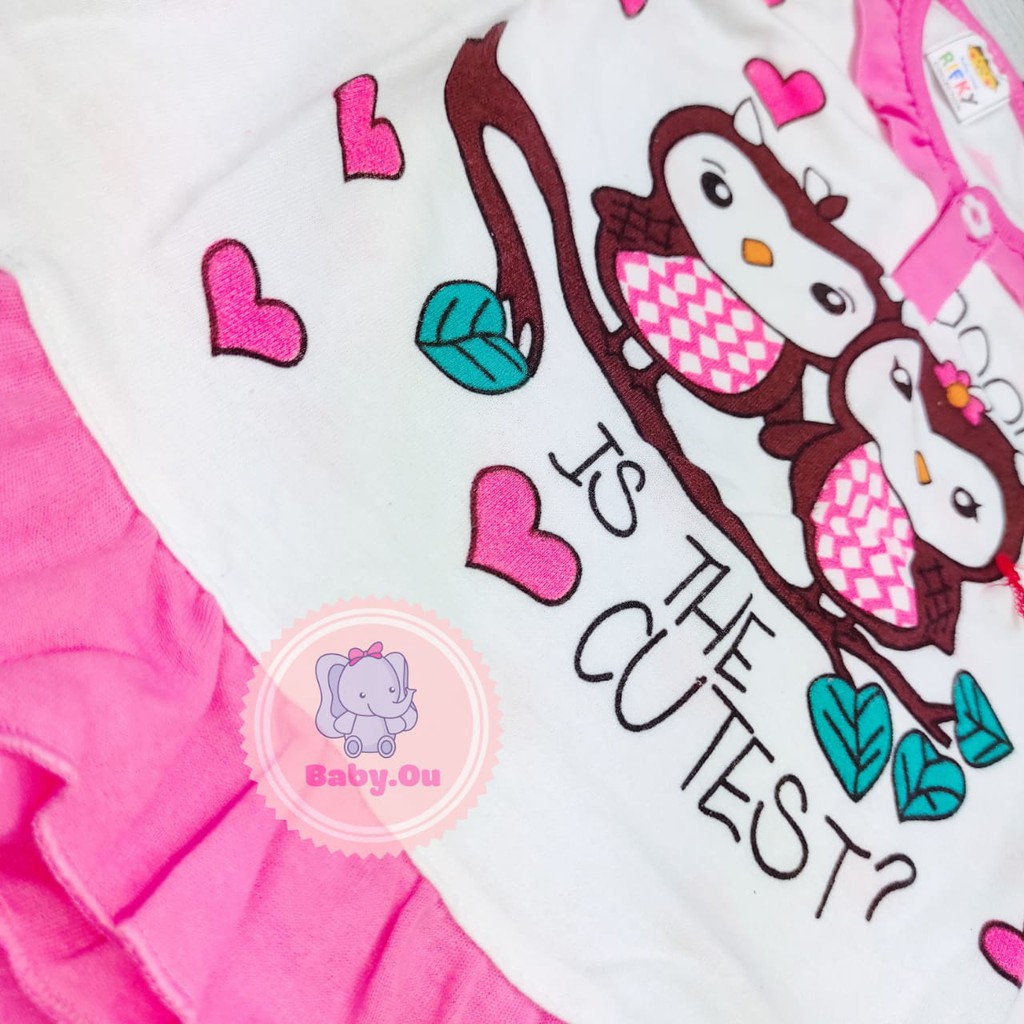 Setelan Bayi Panjang Motif OWL / Setelan Piyama Bayi Perempuan / Baju Bayi Panjang Merk Rifky