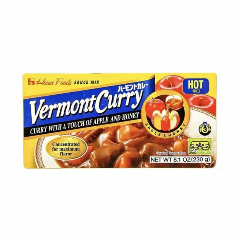 House Food Vermont Curry Hot 230gr - [Bumbu instan kari Jepang] Non Halal