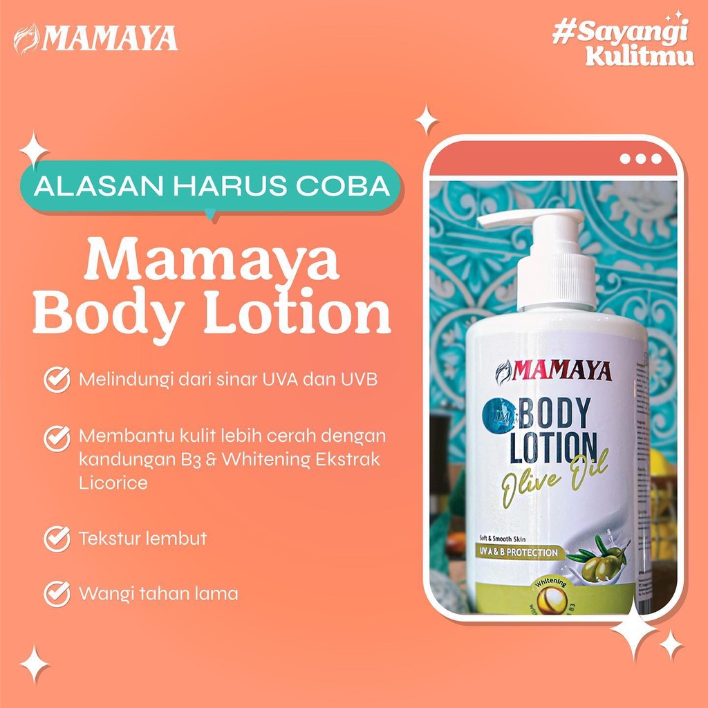 ⭐ BAGUS ⭐ MAMAYA Body Lotion Goat | Rice Milk | Olive Oil | Bengkoang Pemutih Whitening 250ml &amp; 500ml Papaya (✔BPOM)