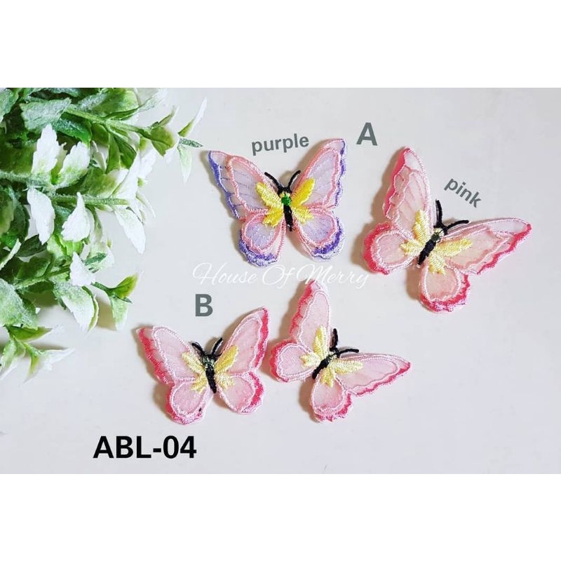 Kupu Bordir 3 Dimensi ABL-04 (bisa untuk tempelan di gaun)