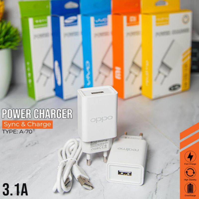 TC CHARGER BRAND A-70 1 USB 3.1A KUALITAS BAGUS