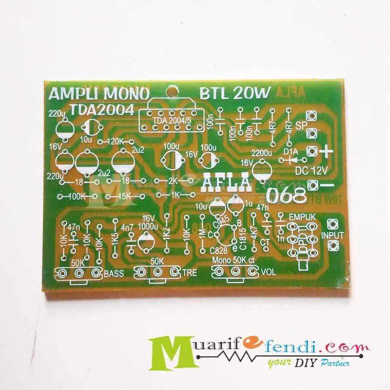 PCB Power Amplifier Mono 20Watt IC TDA2004 2005 Power Mobil BTL Plus Tone Control