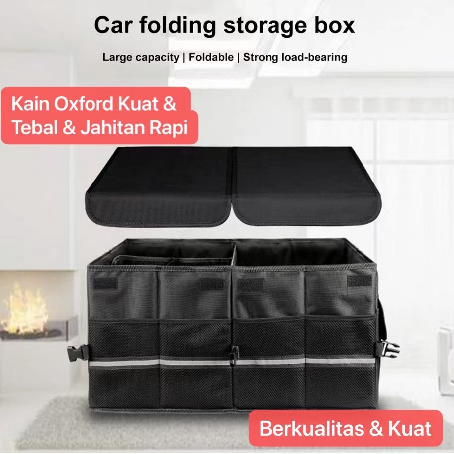 AM-33 Car Box Organizer Trunk Kapasitas Besar Tas Bisa Lipat Portable Bisa Bawa Ke mana aja Serbaguna Car Storage Bagasi Mobil Merapikan Bagasi Mobil Cocok Camping Traveling