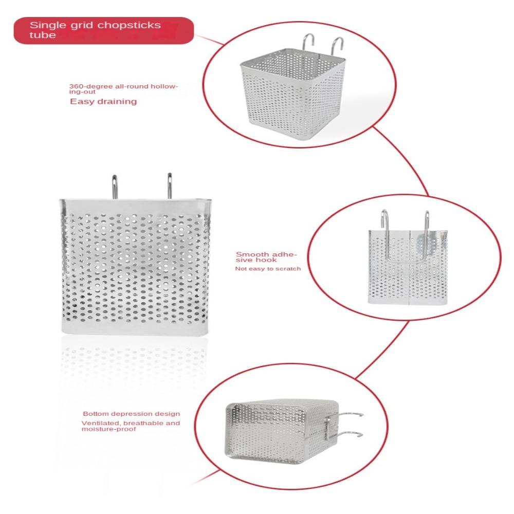 Solighter Stainless Steel Chopstick Holder Hanging Type Kotak Penyimpanan Aksesoris Dapur Peralatan Masak Rak Organizer
