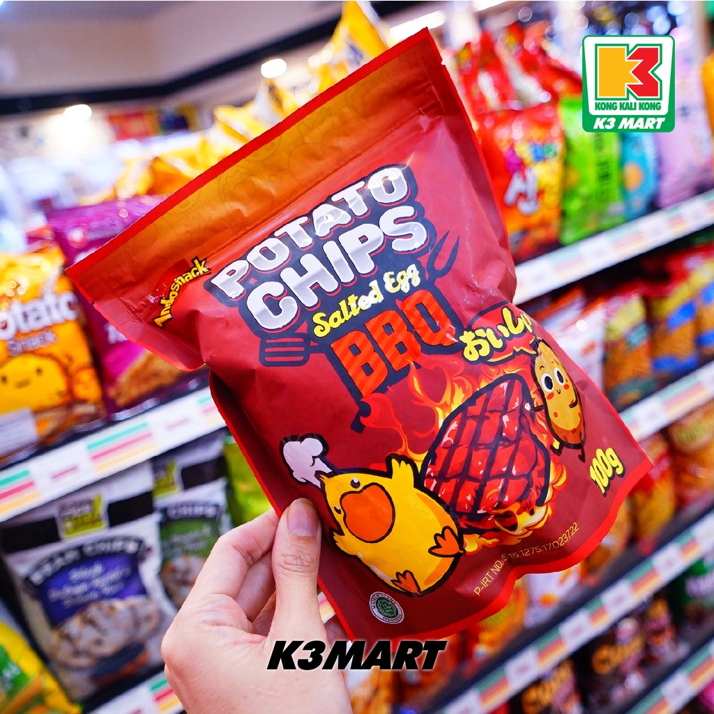 

Indosnack Potato Chips Salted Egg BBQ 100gr