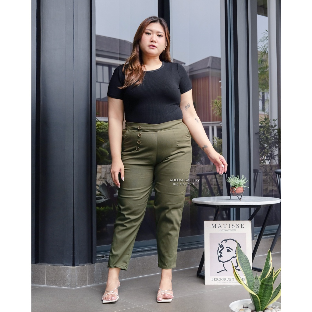 ADEEVA Comfi Pants Jumbo Celana Panjang Wanita Jumbo Katun Twill Stretch