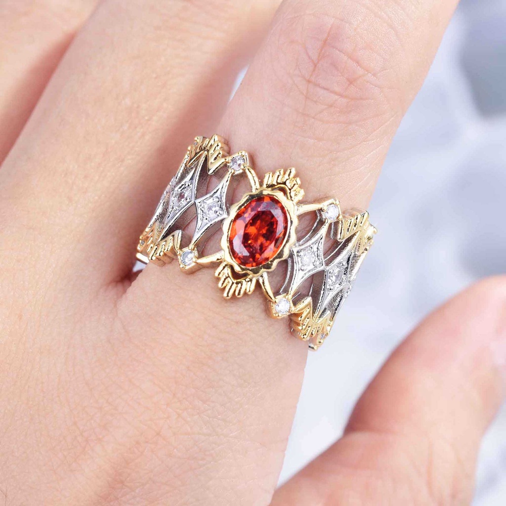 perak asli 925 cincin Wanita Kepribadian Kreatif Sederhana Merah Batu Permata Cincin Dapat Disesuaikan Fashion Perhiasan CCC69