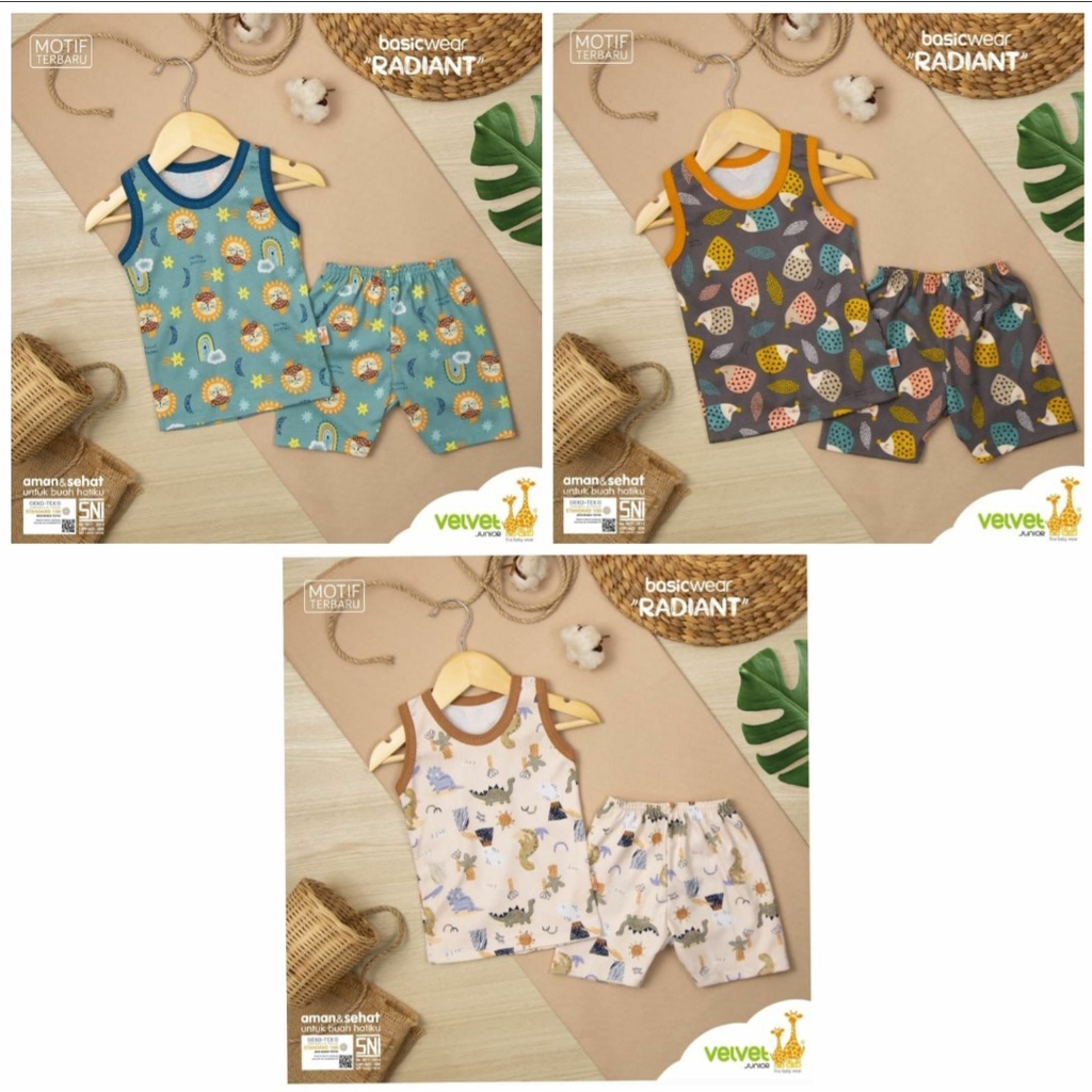 3 Set - Velvet Junior KUTUNG COURAGE Terbaru | Setelan Anak Singlet Buntung Celana Southern Charm BRILLIANT BLUE Open Basic Wear Piyama | Radiant savanna soul Northern Light
