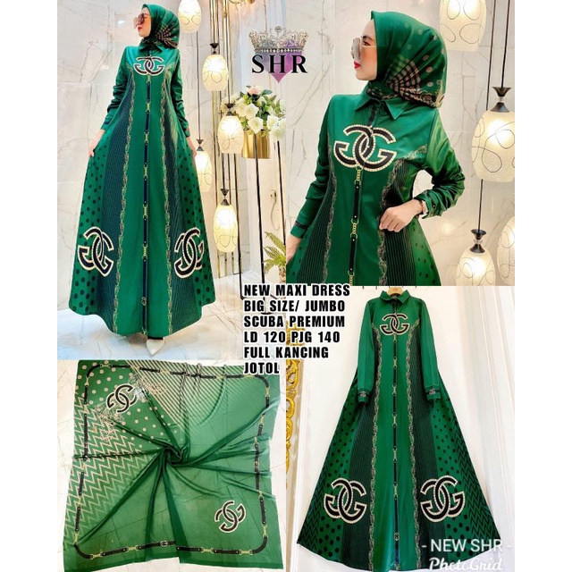 NEW!! READY!! MAXI DRESS SCUBA JUMBO PRINT LD 120 /140 ORI SHR 100%-JOTOL SET JILBAB