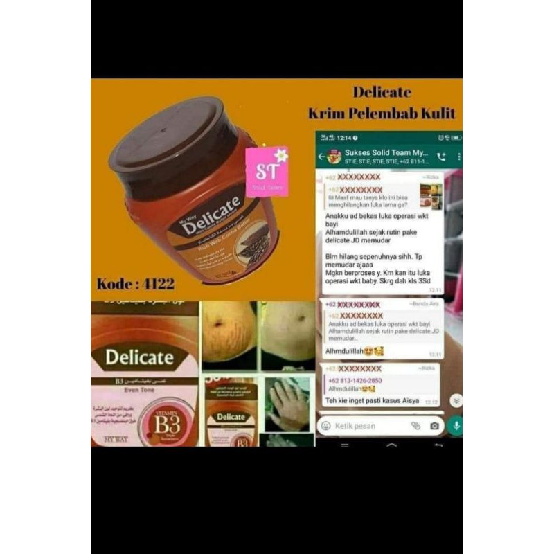 DELICATE B3 CREAM MYWAY /Cream  meratakan warna kulit/menghilangkan strechmark