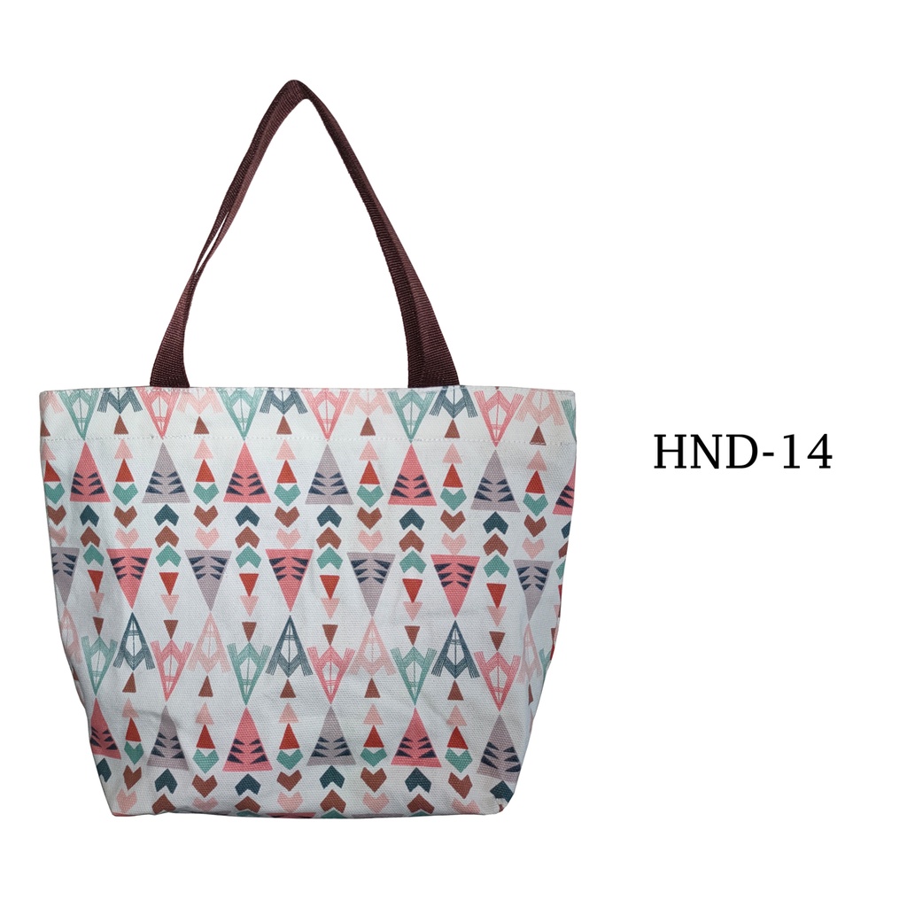 TAS KANVAS HAND BAG TAS TANGAN TOTE BAG BAHAN KAIN KANVAS TEBAL DENGAN RITSLETING MOTIF HND-14