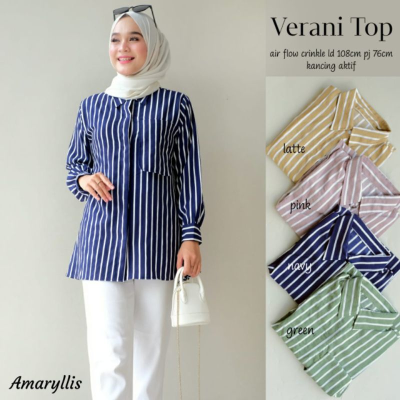Verani top Kemeja Atasan Wanita Polos Korea Terbatu by amaryllis Kemaja Wanita Kekinian Terbaru  Kem