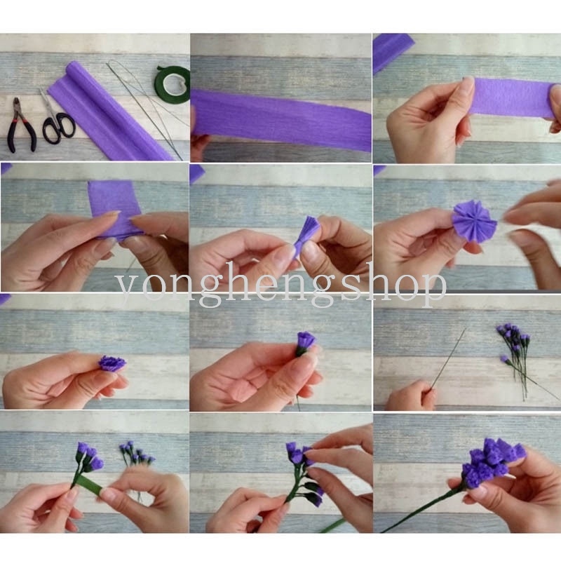 1 Roll Kertas Krep Pembungkus Bunga Handmade DIY Warna-Warni Untuk Dekorasi Pesta Pernikahan