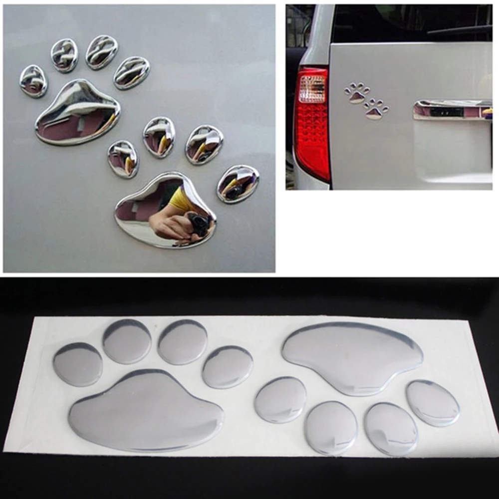 Lanfy 2pcs / Set Stiker Decal Motif Telapak Kaki Anjing / Kucing Bahan Pvc Untuk Dekorasi Pintu / Jendela / Bumper Mobil