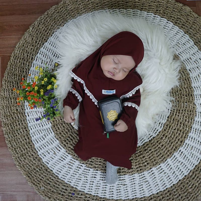 GAMIS BAYI 0-3thn RENDA KAIRA MAROON TWIST ORIGINAL by DZAKIRA