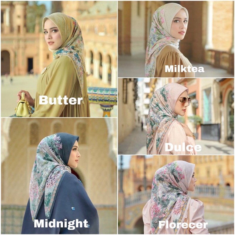 Buttonscarves Sevilla Series Butter Florecer Dulce Milktea Midnight